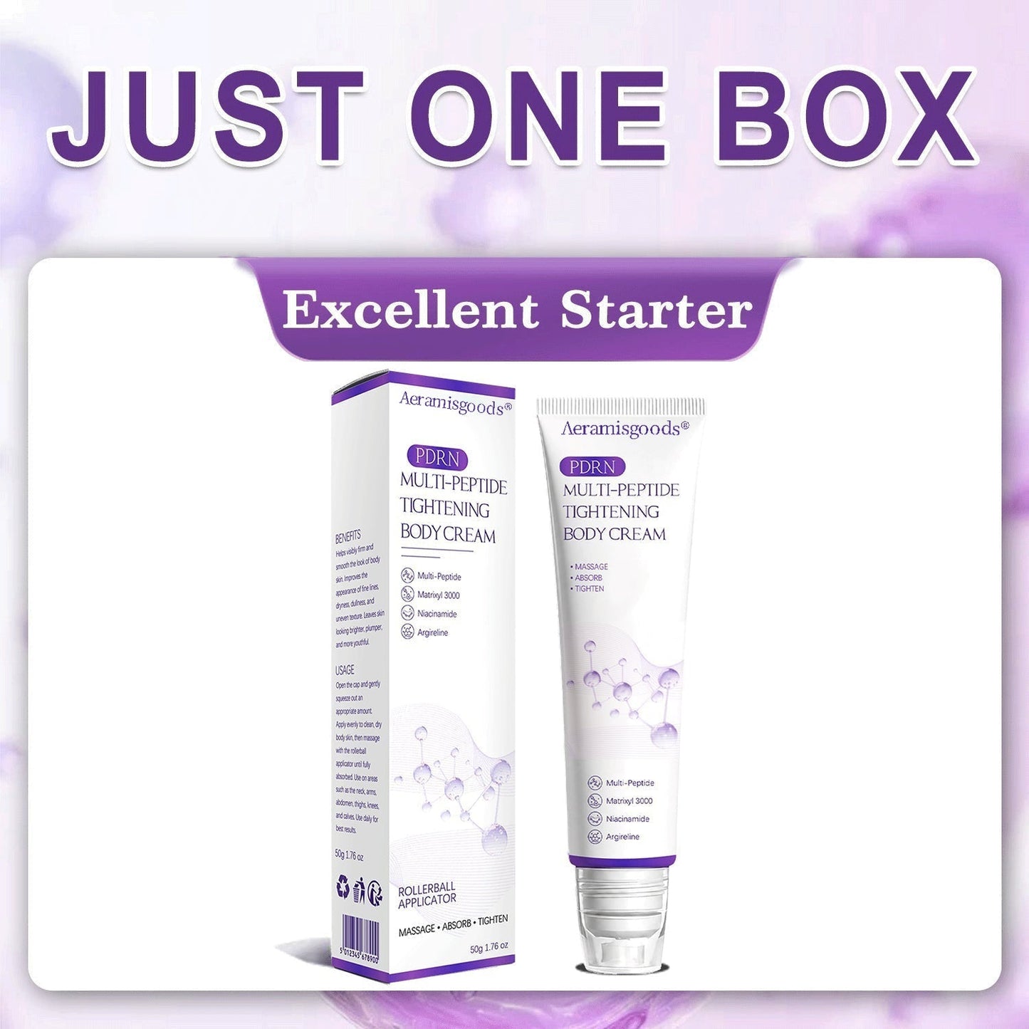 AeramisgoodsÂźđ„PDRN Multi-Peptide Massaging Body Roller Cream- Anti-aging, Hydrating, Skin Firming & Lifting, Skin Repair, Even Tone, Acne and Dark Spot Treatment, Wart and Mole Removal, and Psoriasis Relief