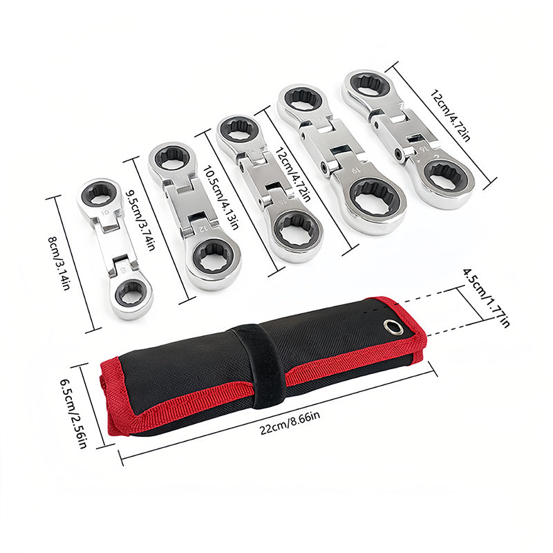 Compact Double-Ended Flex Ratchet Wrench Set