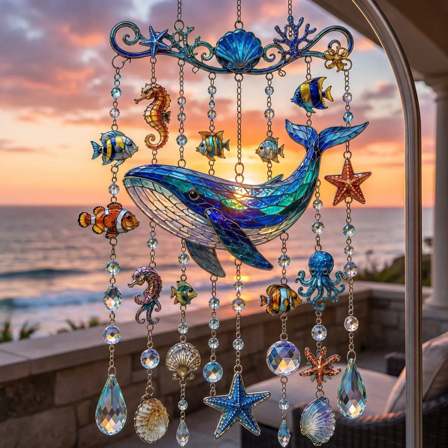 🐋 Ocean-Themed Wind Chime – Bring the Ocean Glow to Your Garden