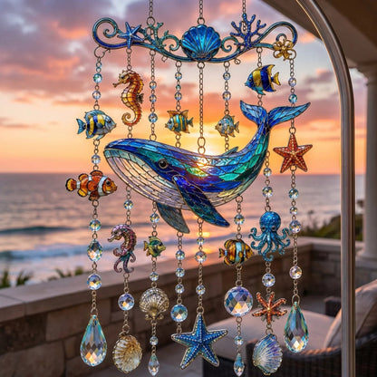 🐋 Ocean-Themed Wind Chime – Bring the Ocean Glow to Your Garden
