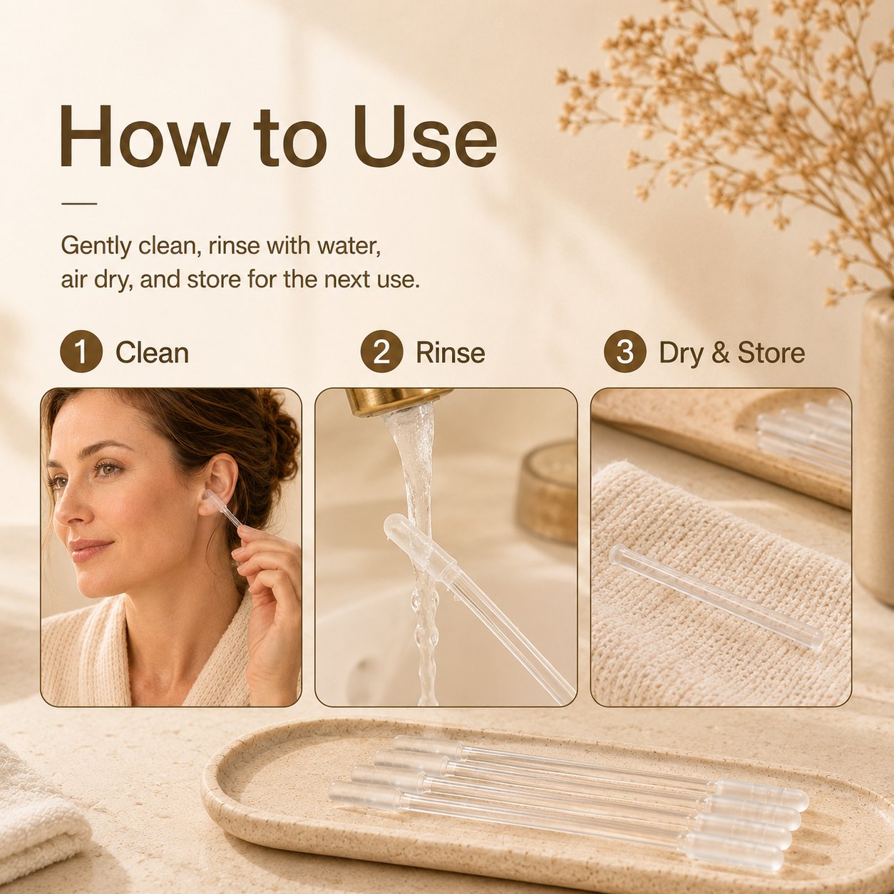 Reusable Sticky Ear Cleaning Stick, Soft Adhesive Tip for Dry Earwax