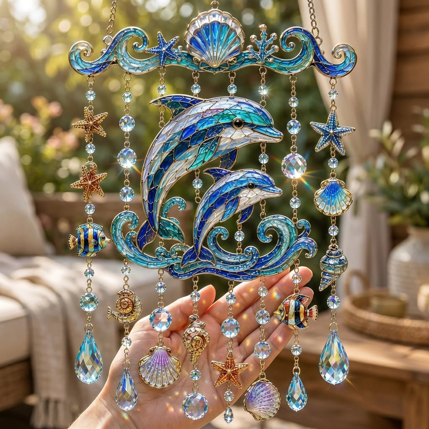 🐋 Ocean-Themed Wind Chime – Bring the Ocean Glow to Your Garden