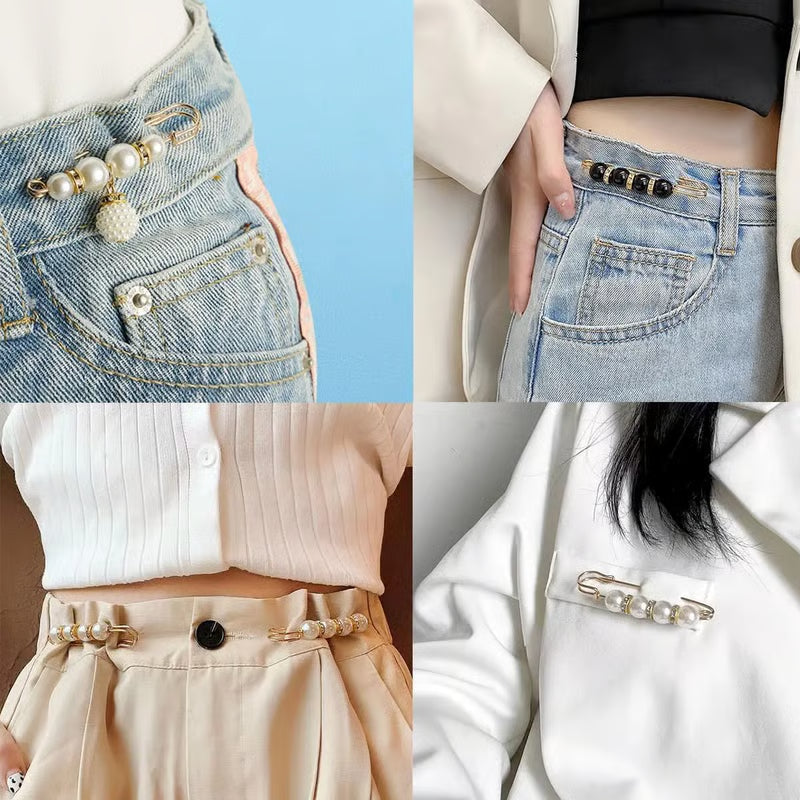 8-Piece Pearl Brooch Pin Set - Decorative Mixed-Style Fasteners for Cardigans & Dresses