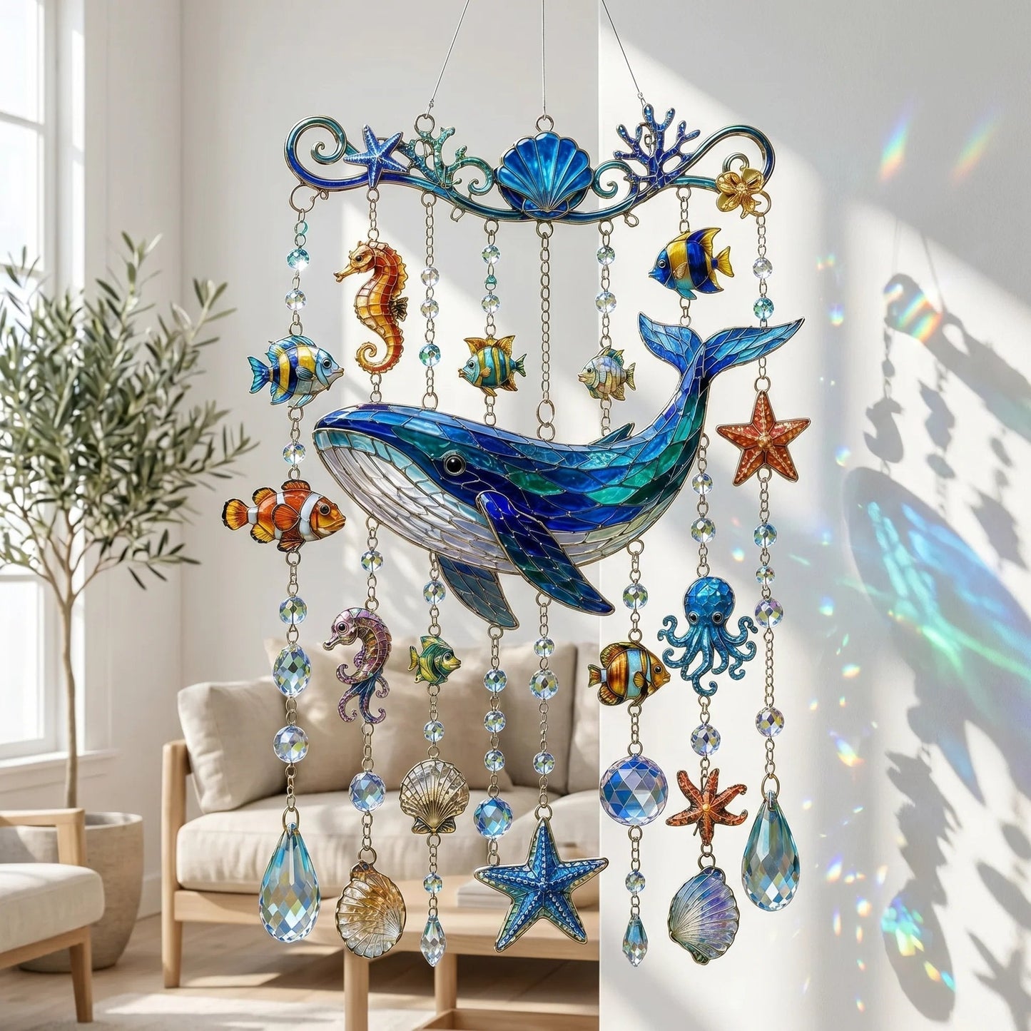 🐋 Ocean-Themed Wind Chime – Bring the Ocean Glow to Your Garden