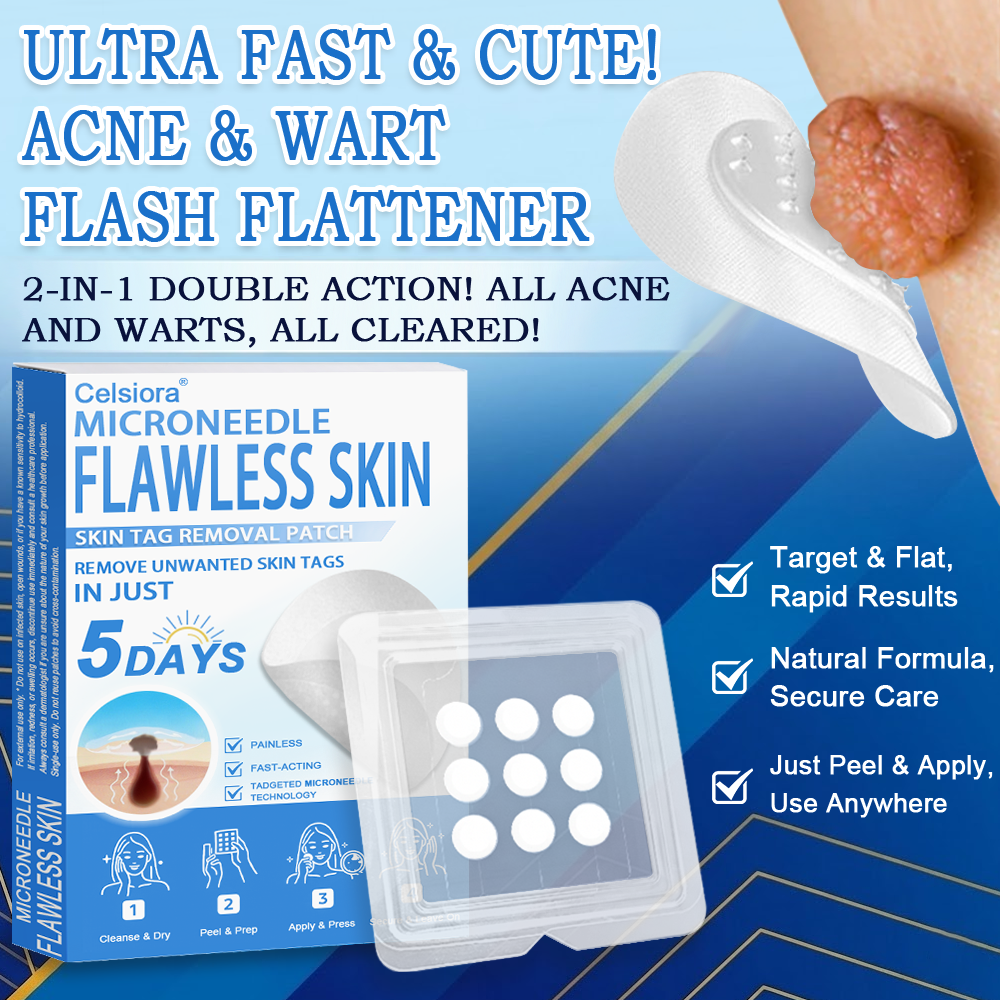 🎁2-in-1 Microneedle & Hydrocolloid Patch | Raised Moles,Acne, Flat Warts & Skin Tags Remover | Improves Wrinkles, Scars & Blemishes | Invisible Pimple Patches for Face & Body