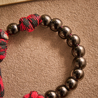 Solacebeads Gunmetal Bead Car Rosary & Red Enamel Crucifix: Rooted In St. Michael Protection - image 2
