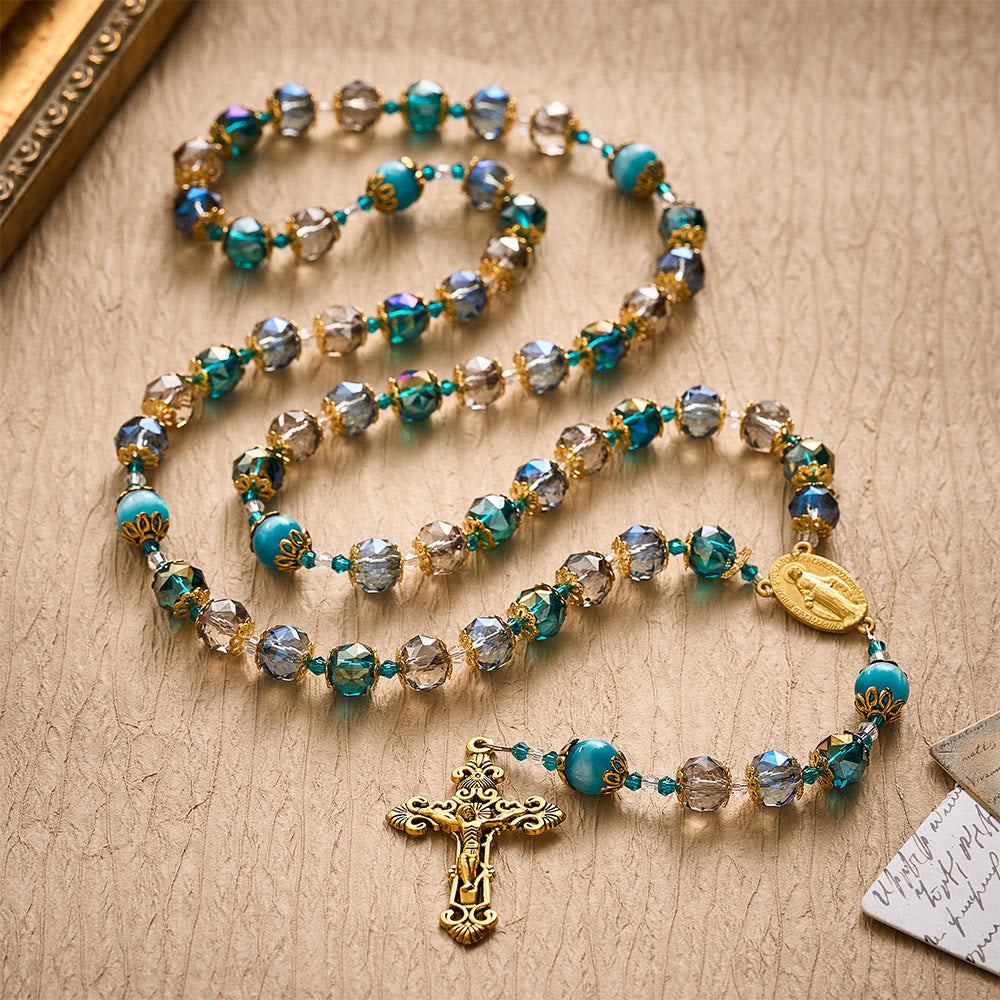 Solacebeads Ocean Tone Crystal Rosary With Filigree Crucifix: Rooted In Blessed Marian Devotion - image 10