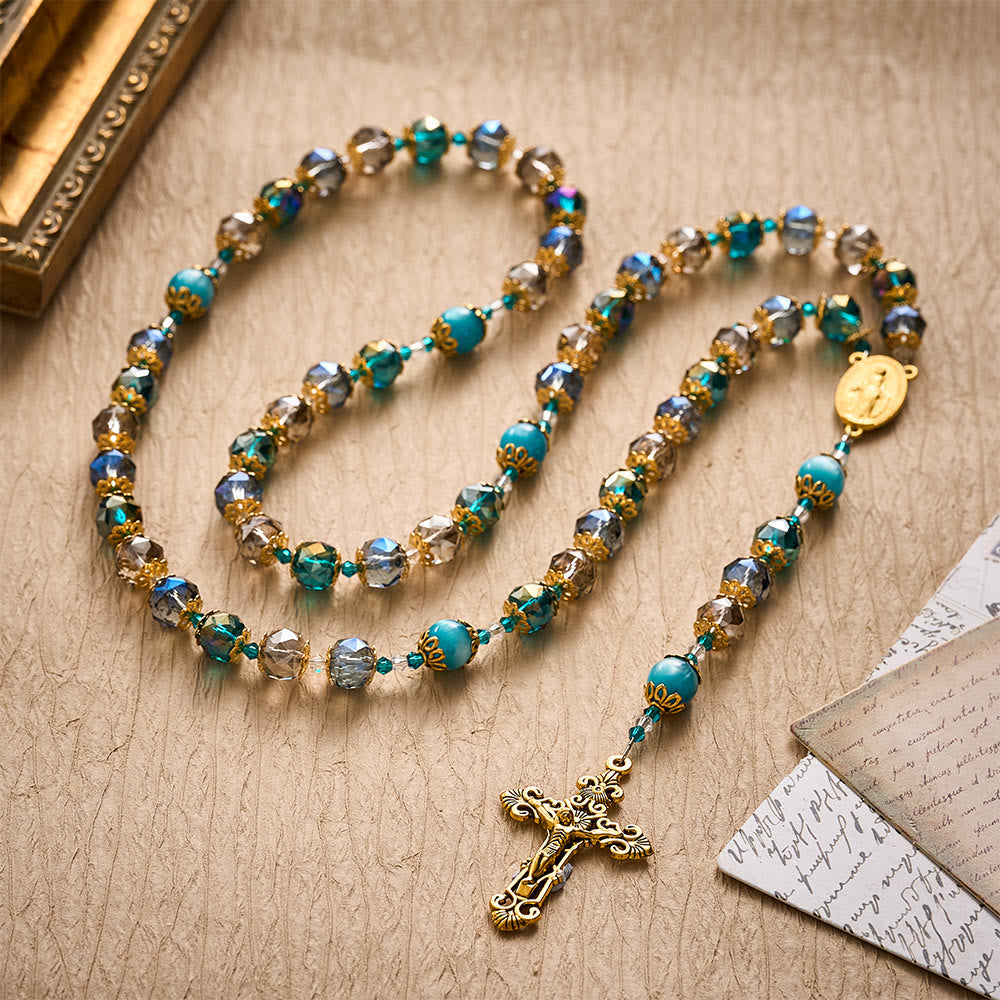 Solacebeads Ocean Tone Crystal Rosary With Filigree Crucifix: Rooted In Blessed Marian Devotion - image 8