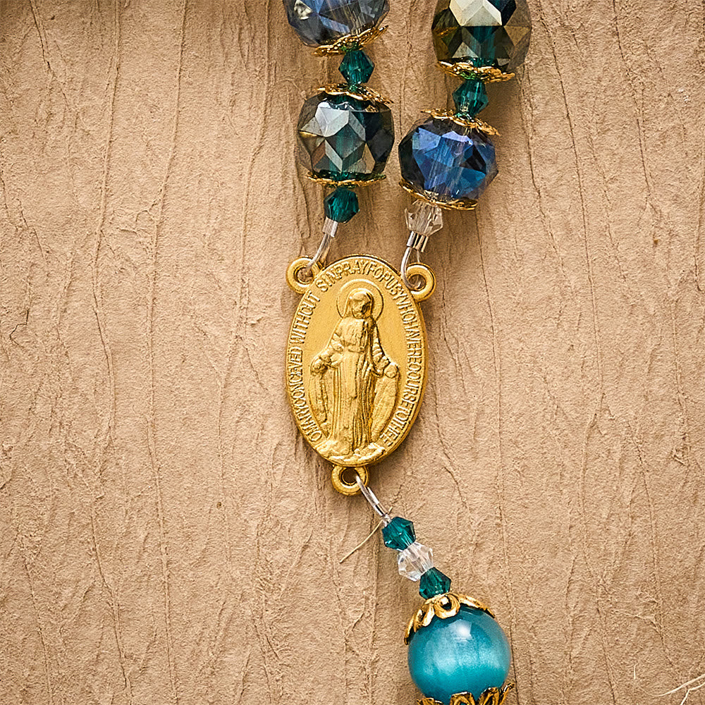 Solacebeads Ocean Tone Crystal Rosary With Filigree Crucifix: Rooted In Blessed Marian Devotion - image 3