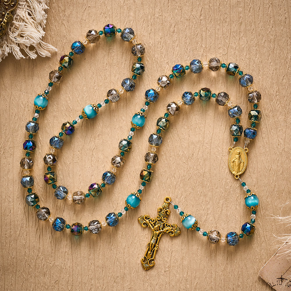 Solacebeads Ocean Tone Crystal Rosary With Filigree Crucifix: Rooted In Blessed Marian Devotion - image 9