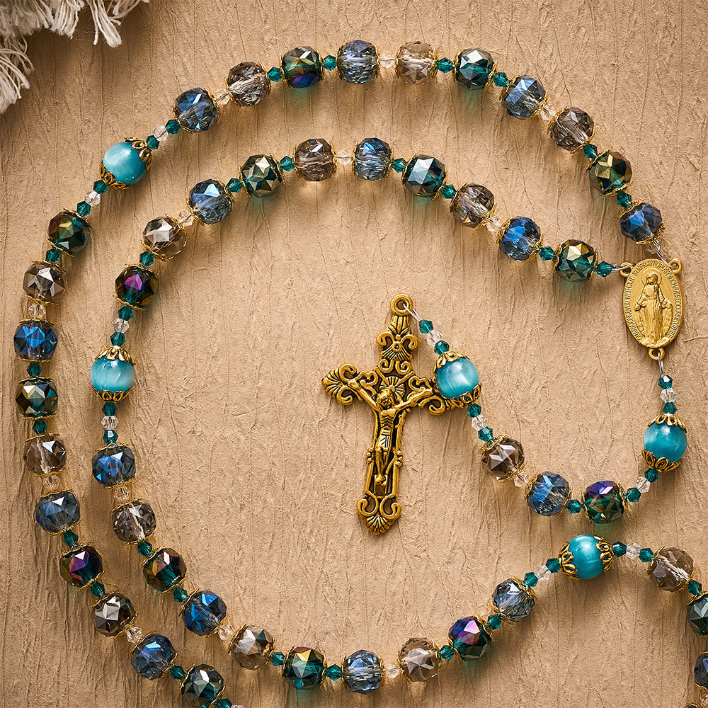 Solacebeads Ocean Tone Crystal Rosary With Filigree Crucifix: Rooted In Blessed Marian Devotion - image 7