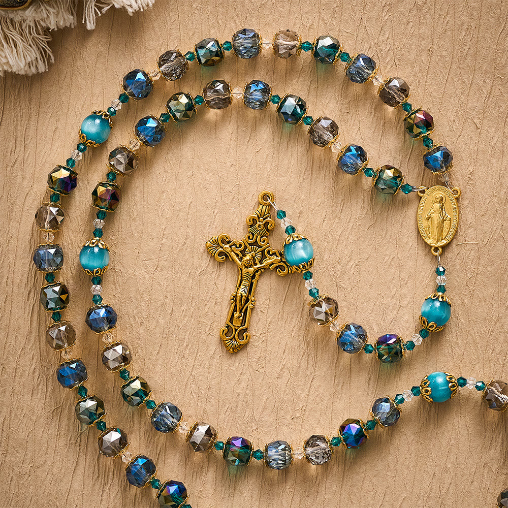 Solacebeads Ocean Tone Crystal Rosary With Filigree Crucifix: Rooted In Blessed Marian Devotion - image 6