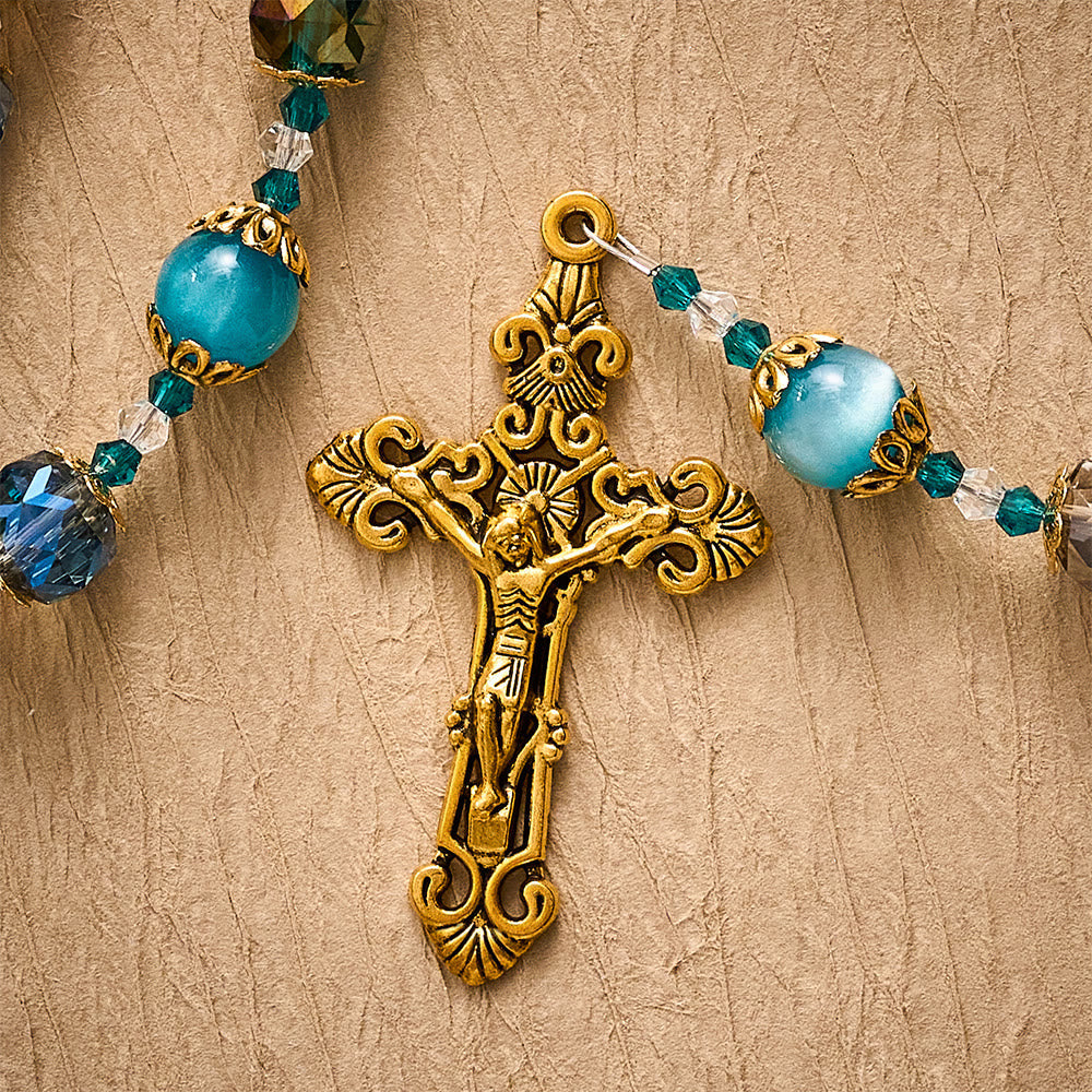 Solacebeads Ocean Tone Crystal Rosary With Filigree Crucifix: Rooted In Blessed Marian Devotion - image 4