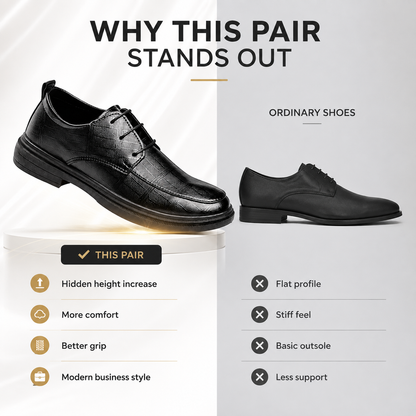Height-increasing shoes that look like standard dress shoes