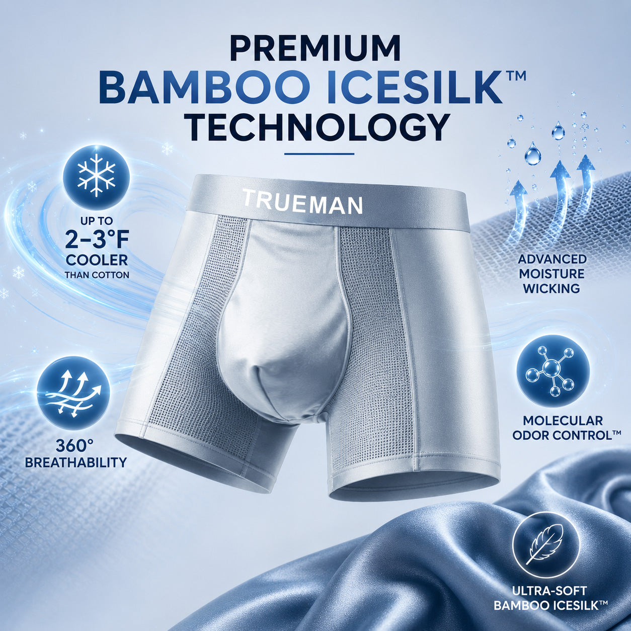 SUMMER SALE 60% OFF 💎 Premium Leakproof Bamboo IceSilk Boxer