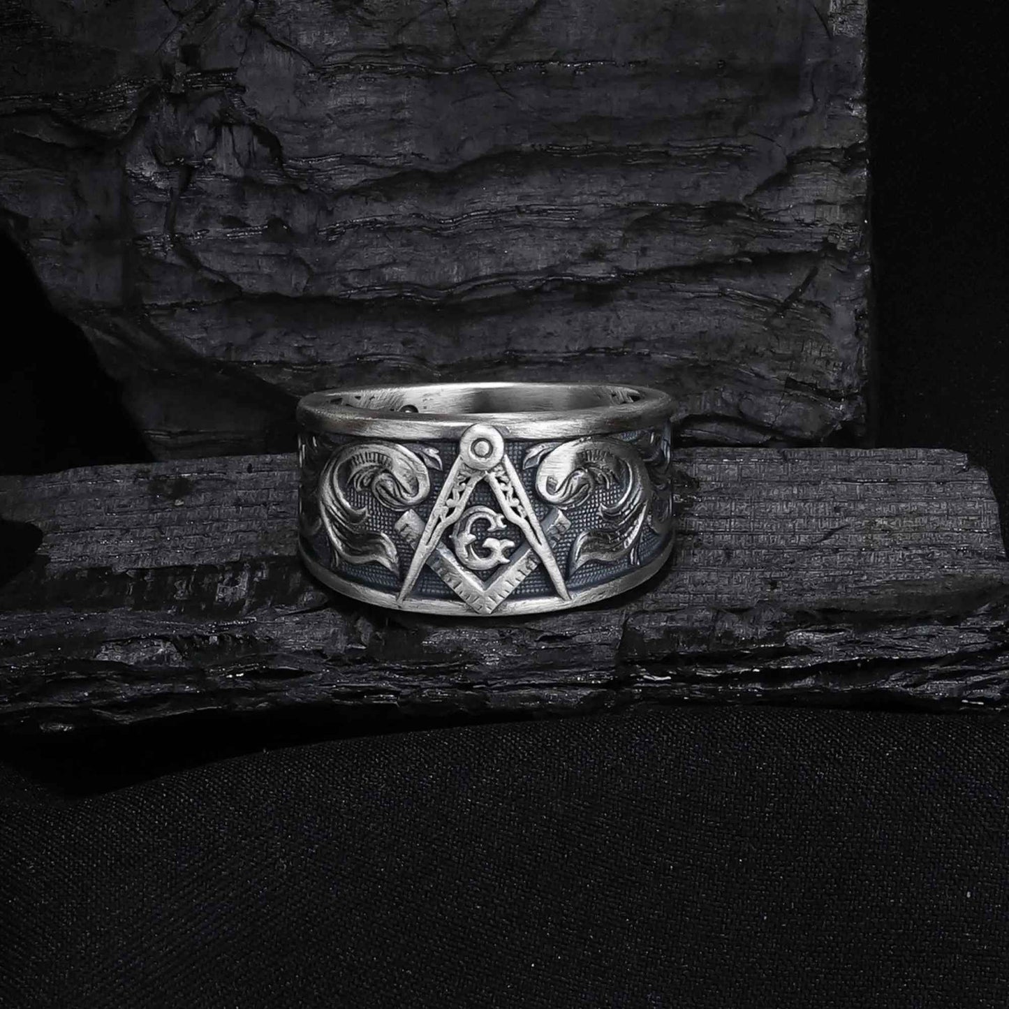 Sterling Silver Masonic Ring: Freemason Symbol Jewelry Gift