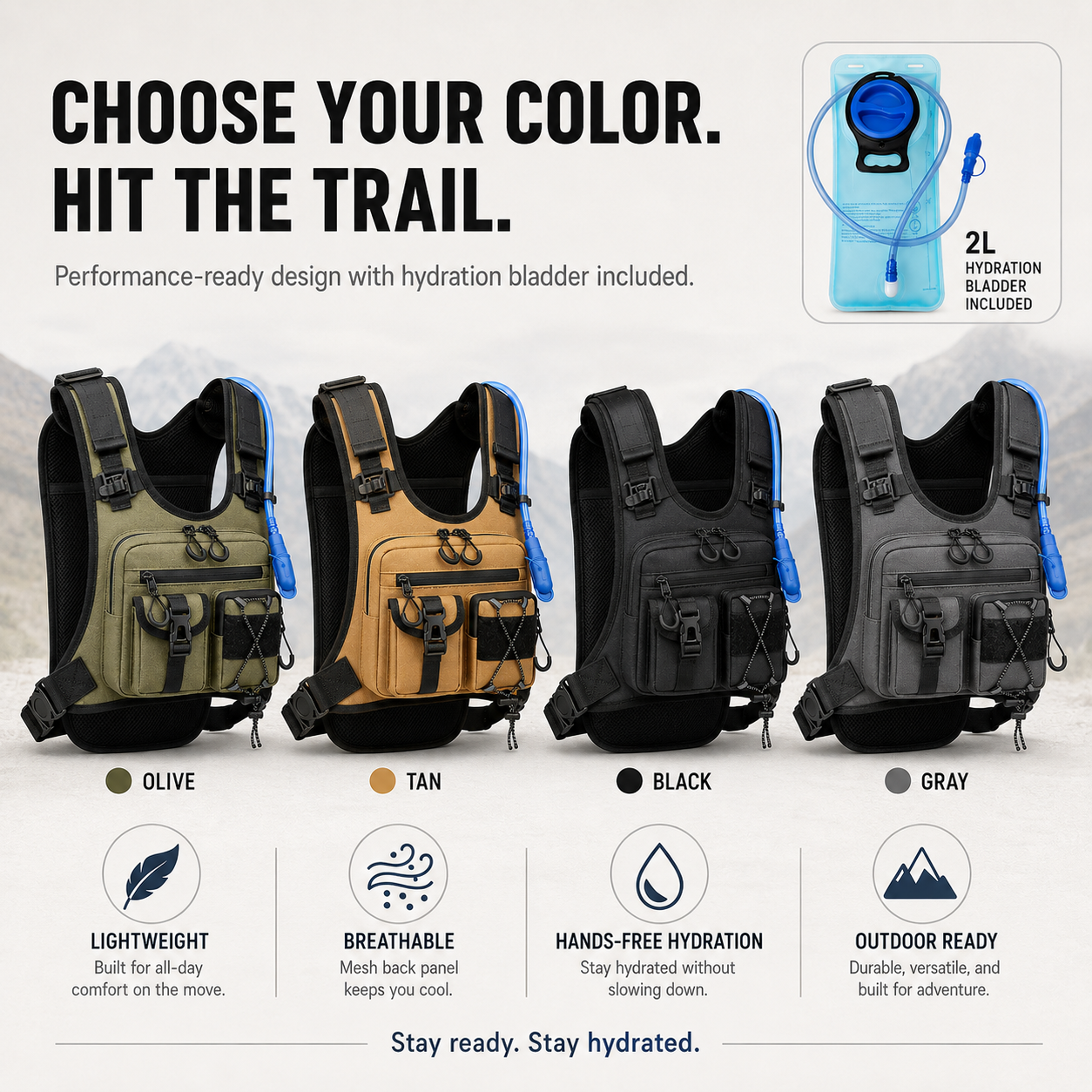 2L Hydration Running Vest | Lightweight Trail Pack