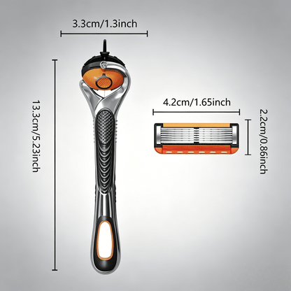 Men’s 6-Blade Shaving Set: Razor Handle with 24 or 48 Spare Cartridges