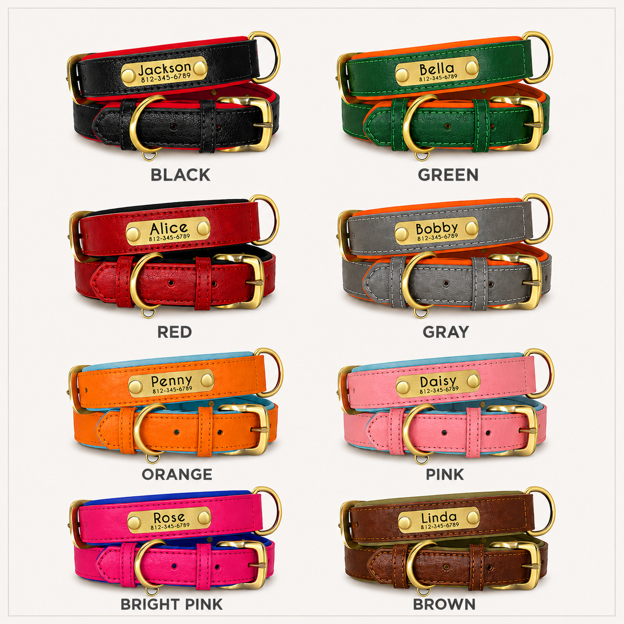 Personalized Dog Collar with Name & Phone Nr.