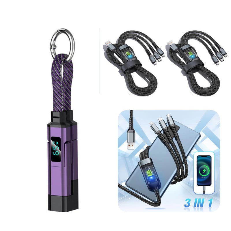⏰️Limited Time Flash Sale 🔥4-in-1 Digital Display Keychain Charging Cable