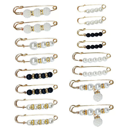 8-Piece Pearl Brooch Pin Set - Decorative Mixed-Style Fasteners for Cardigans & Dresses