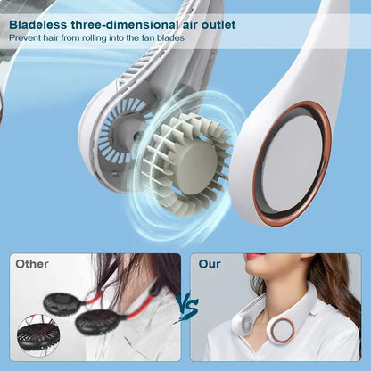 Portable Neck Fan, Bladeless Wearable Personal Fan
