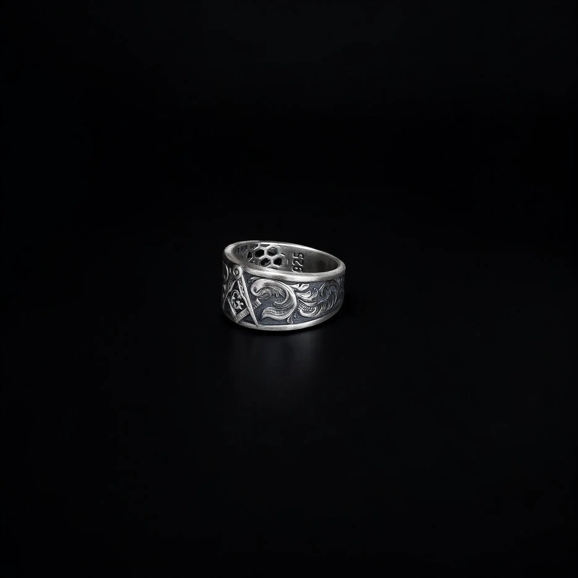 Sterling Silver Masonic Ring: Freemason Symbol Jewelry Gift   Charmora Jewelry
