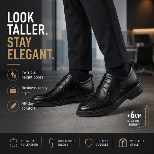 Height-increasing shoes that look like standard dress shoes