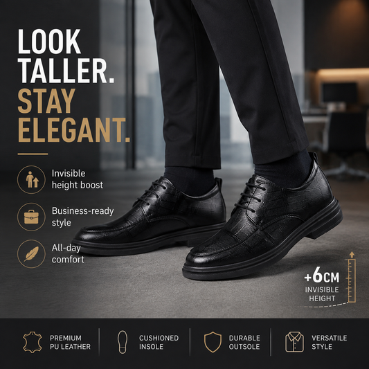 Height-increasing shoes that look like standard dress shoes