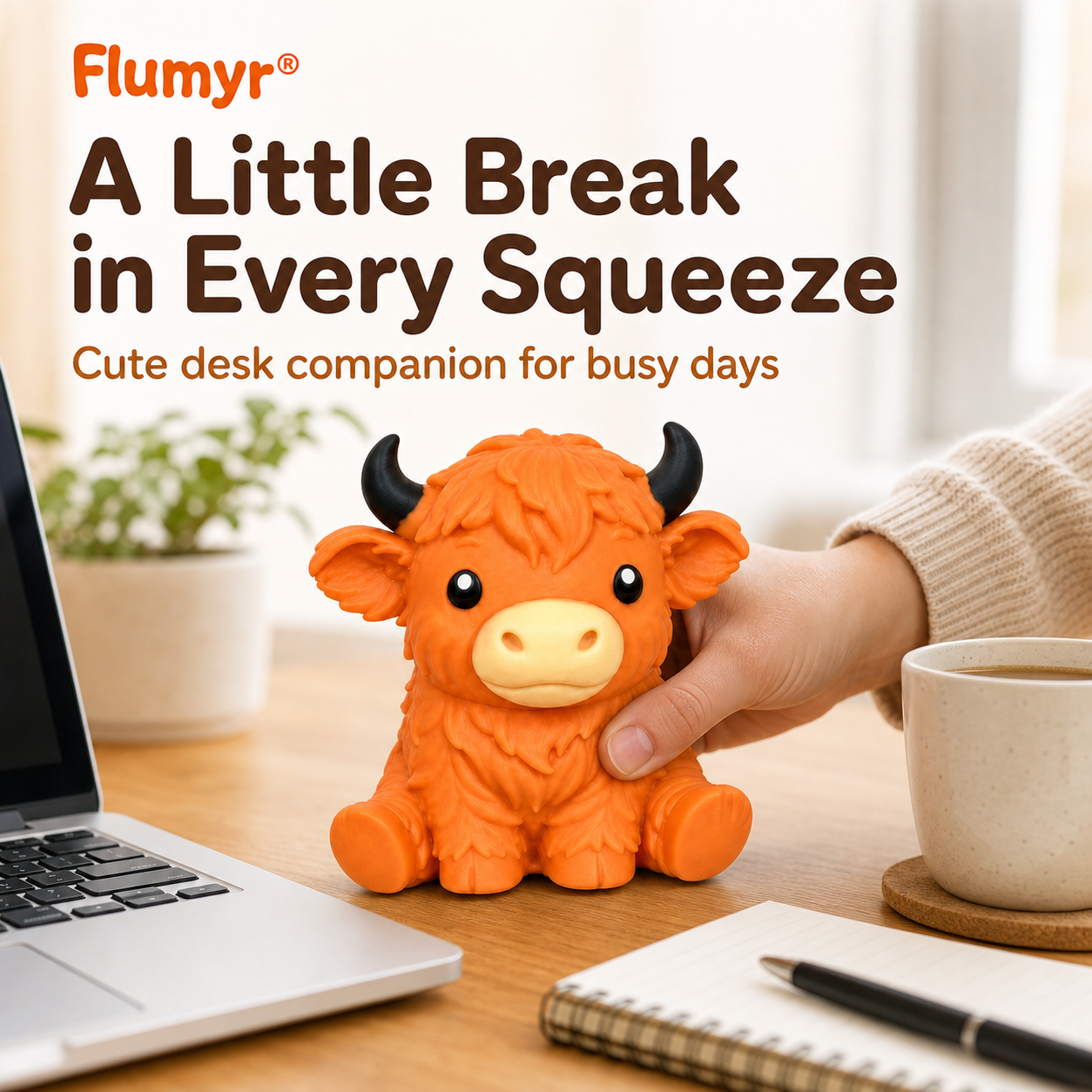 🔥Last Day 49% OFF -  🐮 Flumyr® Highland Cow Squishy – Squeeze. Relax & Smile! 🧡