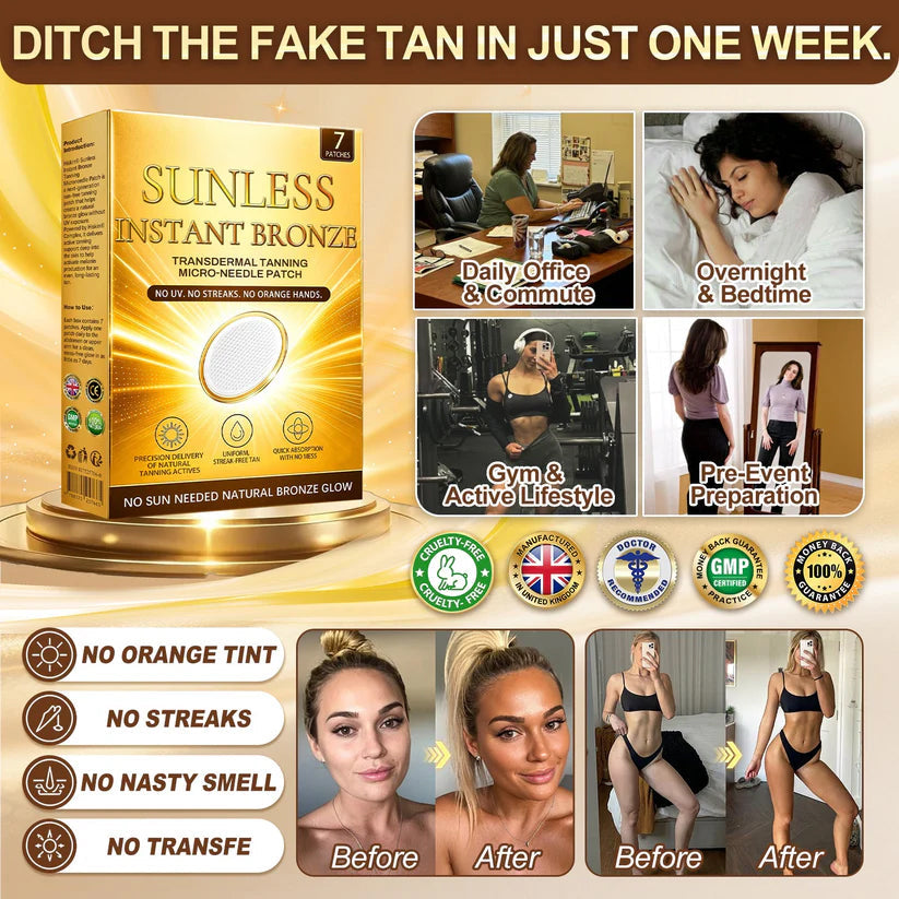 𝑶𝒇𝒇𝒊𝒄𝒊𝒂𝒍 𝑺𝒕𝒐𝒓𝒆 | ☀️𝐒𝐮𝐧𝐥𝐞𝐬𝐬 𝐈𝐧𝐬𝐭𝐚𝐧𝐭 𝐁𝐫𝐨𝐧𝐳𝐞 𝐓𝐚𝐧𝐧𝐢𝐧𝐠 𝐌𝐢𝐜𝐫𝐨𝐧𝐞𝐞𝐝𝐥𝐞 𝐏𝐚𝐭𝐜𝐡 🇬🇧 (𝐉𝐮𝐬𝐭 𝐨𝐧𝐜𝐞 𝐚 𝐝𝐚𝐲) 𝐕𝐢𝐬𝐢𝐛𝐥𝐞 𝐁𝐫𝐨𝐧𝐳𝐞 𝐆𝐥𝐨𝐰 𝐢𝐧 𝟕 𝐃𝐚𝐲𝐬 ✅ 𝐍𝐨 𝐔𝐕, 𝐍𝐨 𝐎𝐫𝐚𝐧𝐠𝐞, 𝐍𝐨 𝐒𝐭𝐫𝐞𝐚𝐤𝐬, 𝐍𝐨 𝐃𝐇𝐀, 𝐍𝐨 𝐌𝐞𝐬𝐬.