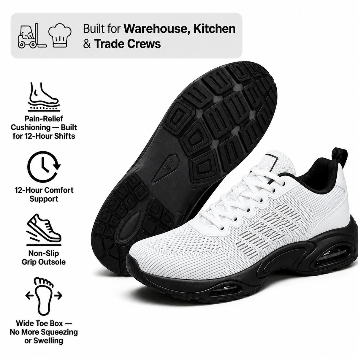 Faventina™ SHIFT-12 — Work Sneakers for Men | 12-Hour Support on Hard Floors