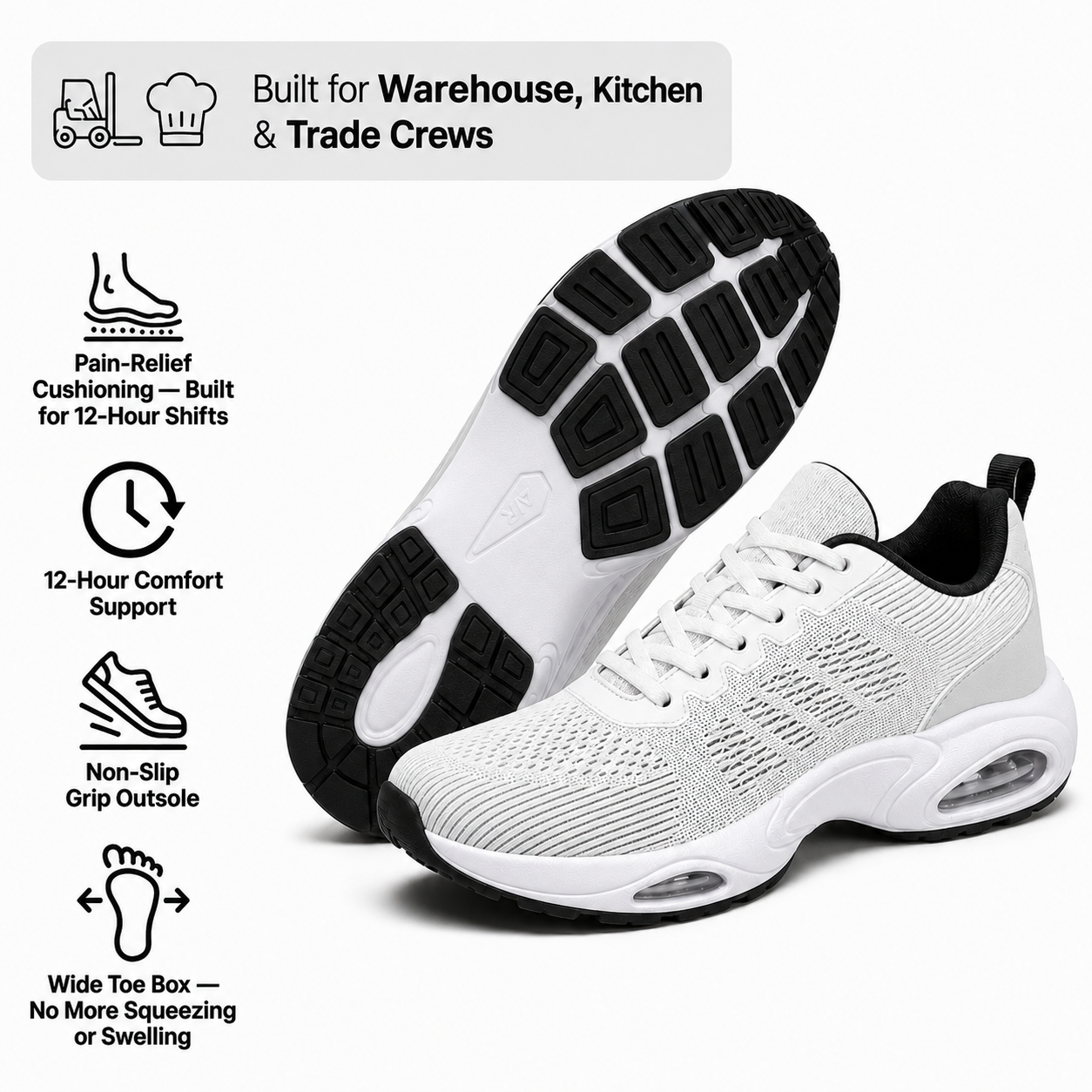 Faventina™ SHIFT-12 — Work Sneakers for Men | 12-Hour Support on Hard Floors