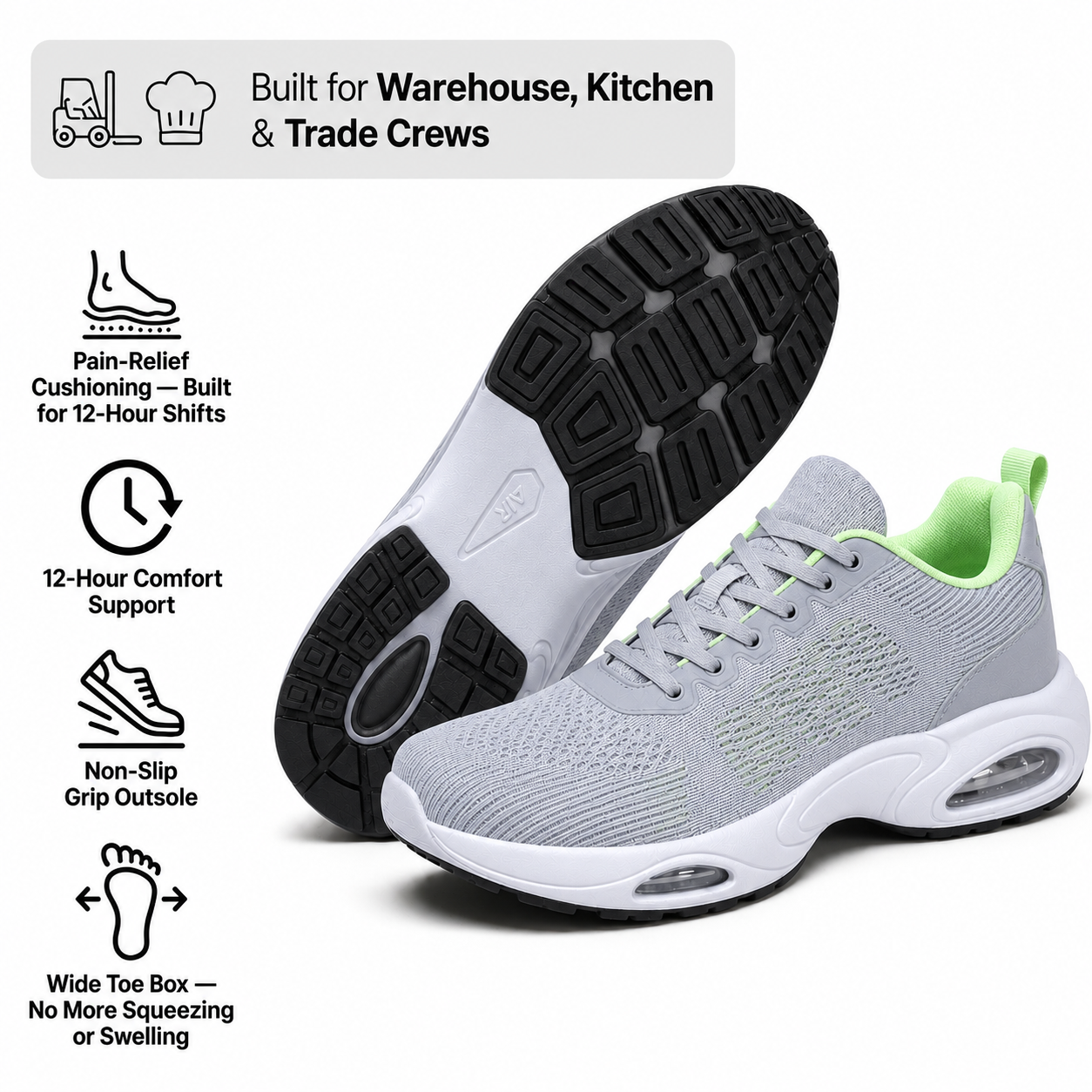 Faventina™ SHIFT-12 — Work Sneakers for Men | 12-Hour Support on Hard Floors