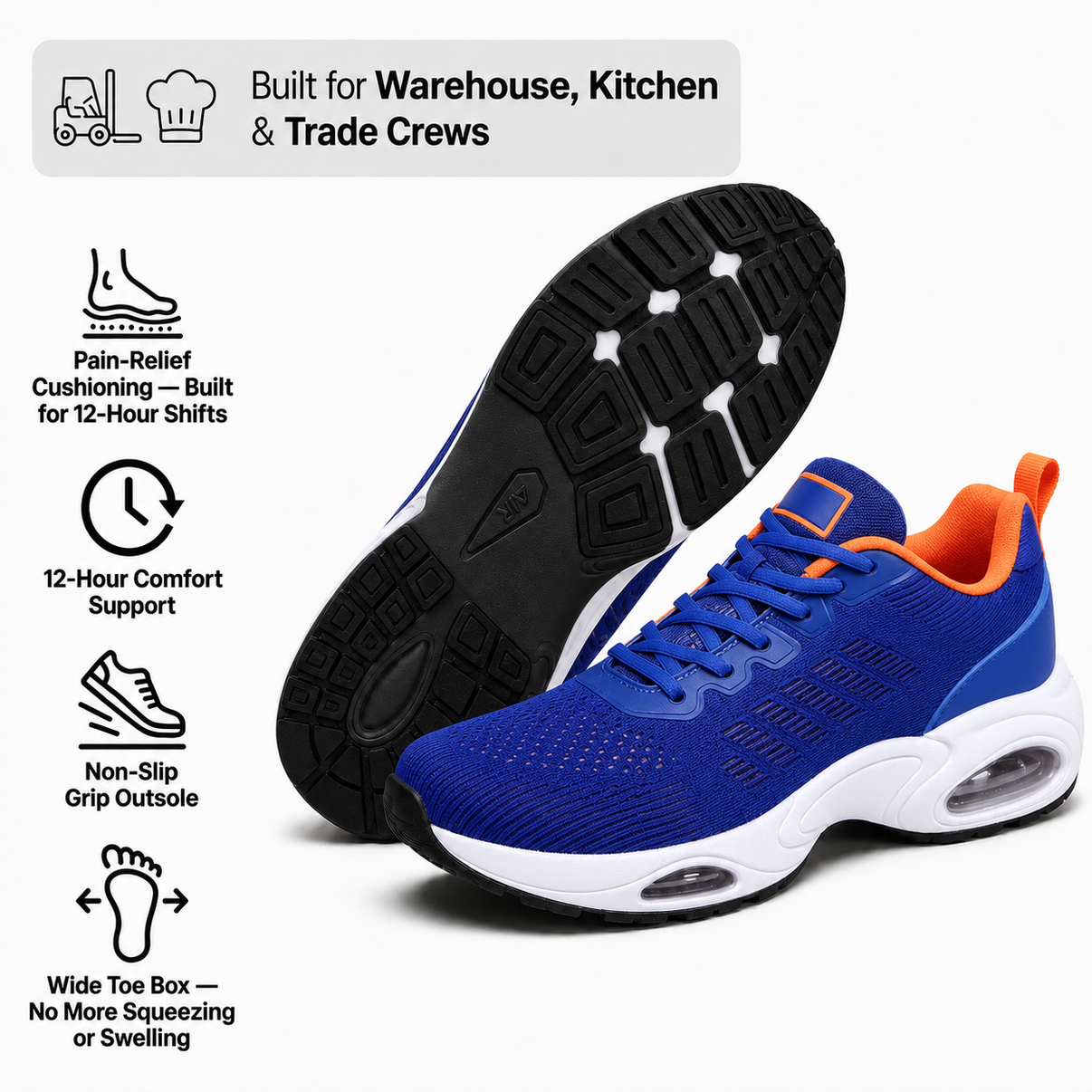 Faventina™ SHIFT-12 — Work Sneakers for Men | 12-Hour Support on Hard Floors