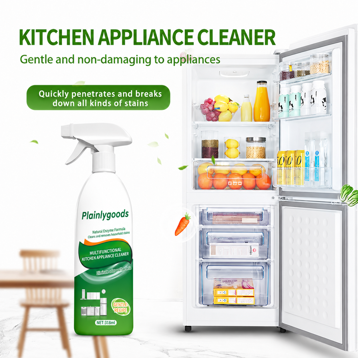 Plainlygoods Household Kitchen Cleaner Spray - Liquid Grease Remover for Stovetops, Range Hoods - 318 ml/Bottle M1, Summer Vibes ,Summer Wins