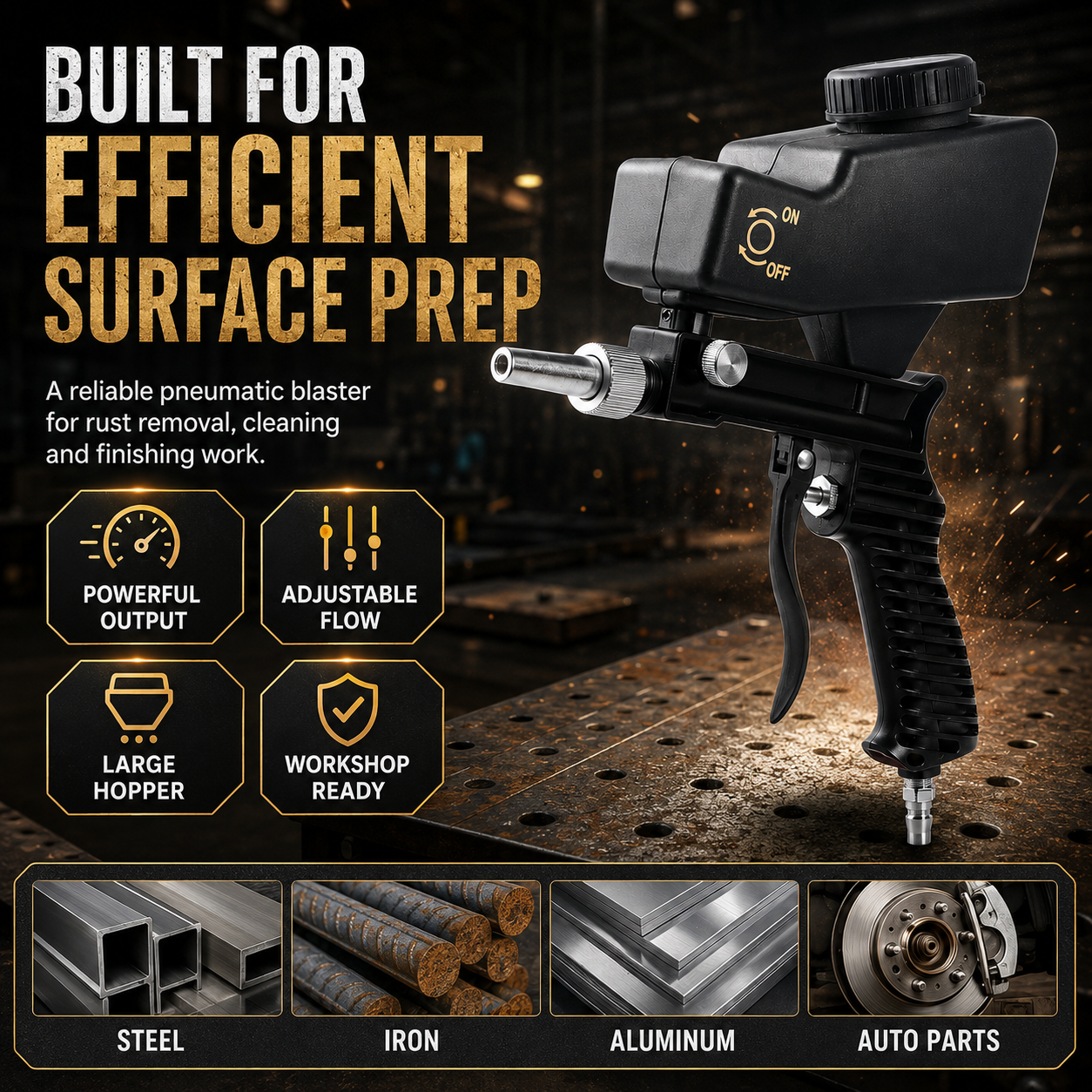 ✨Portable Sand Blaster Gun Kit, Pneumatic Tool for Rust Removal