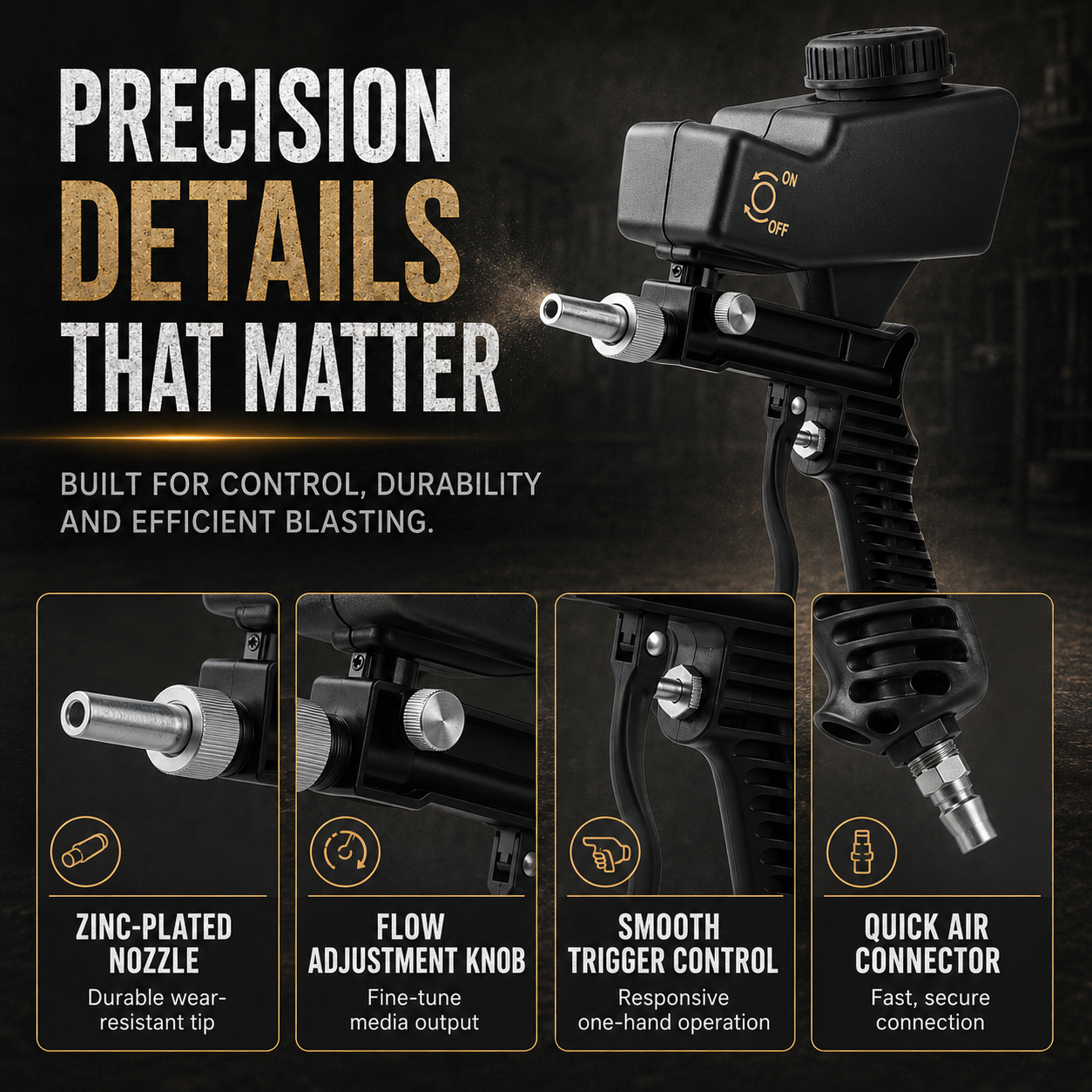 ✨Portable Sand Blaster Gun Kit, Pneumatic Tool for Rust Removal