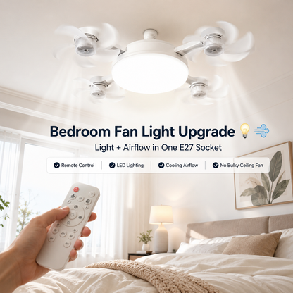 💡 E27 Socket Ceiling Fan Light – 2-in-1 LED Fan Bulb with Remote Control for Bedroom, Kitchen & Home Cooling