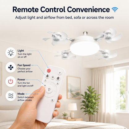 💡 E27 Socket Ceiling Fan Light – 2-in-1 LED Fan Bulb with Remote Control for Bedroom, Kitchen & Home Cooling