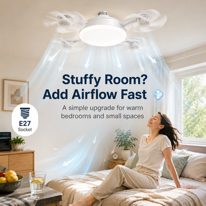💡 E27 Socket Ceiling Fan Light – 2-in-1 LED Fan Bulb with Remote Control for Bedroom, Kitchen & Home Cooling