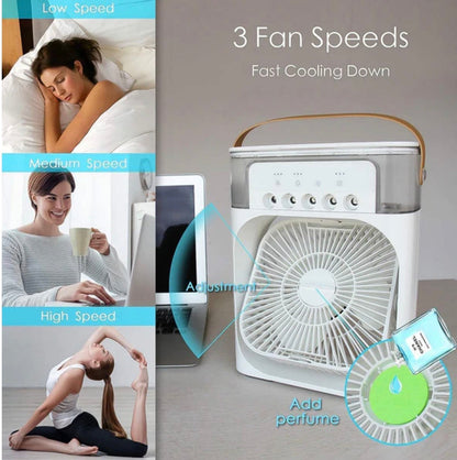 💚Cool Nova™ Portable Mini Air Cooler Fan | Portable Humidifier Air Cooler Mist Fan Mini Table Fan for Home with 3 Speed Mode with Water Spray