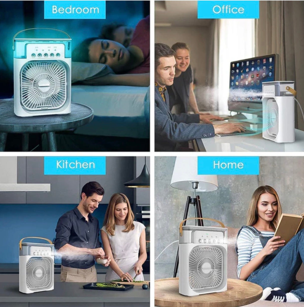 💚Cool Nova™ Portable Mini Air Cooler Fan | Portable Humidifier Air Cooler Mist Fan Mini Table Fan for Home with 3 Speed Mode with Water Spray