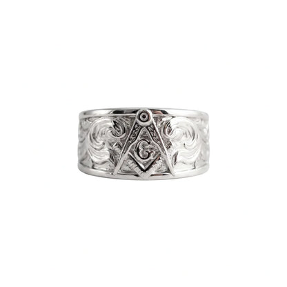 Sterling Silver Masonic Ring: Freemason Symbol Jewelry Gift