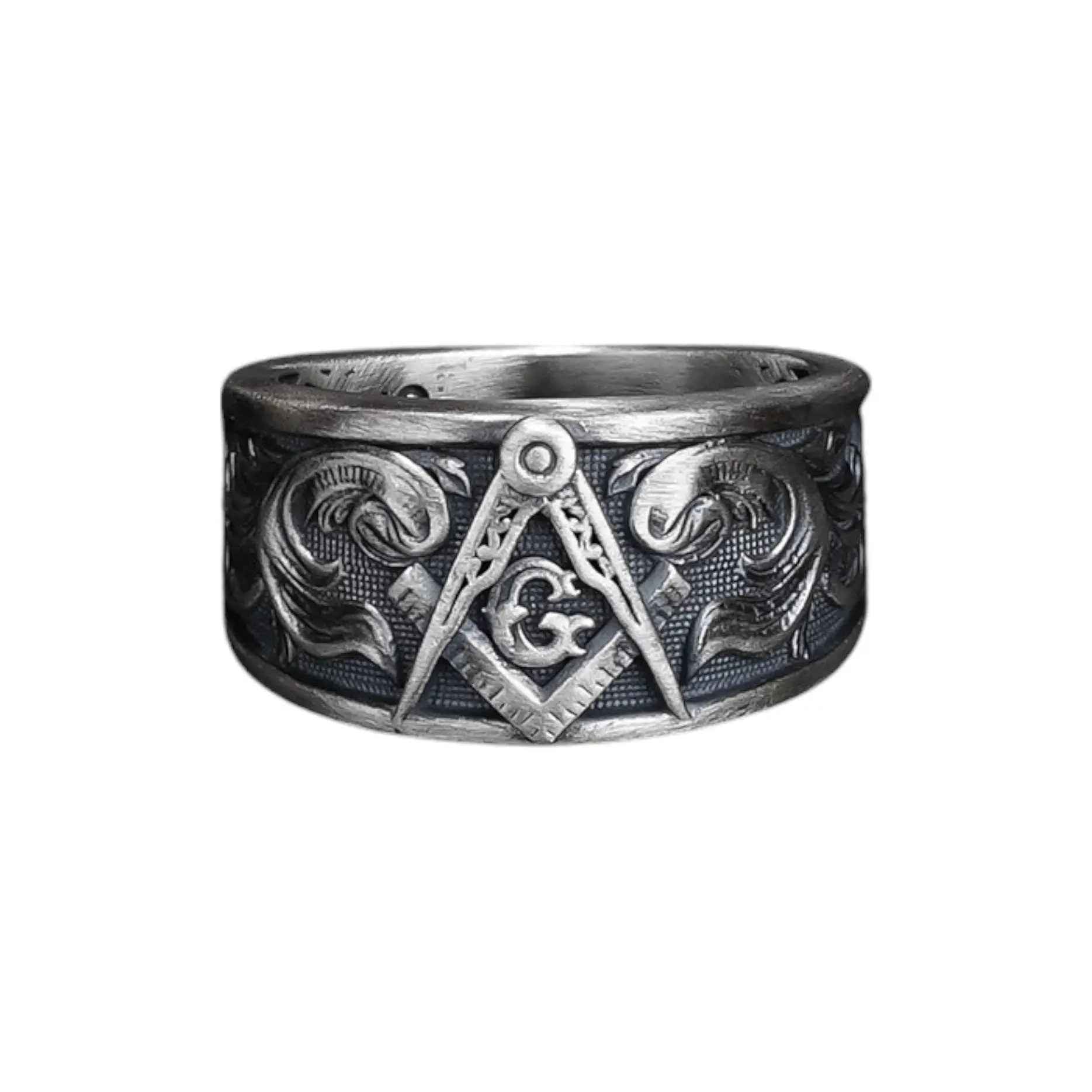 Sterling Silver Masonic Ring: Freemason Symbol Jewelry Gift
