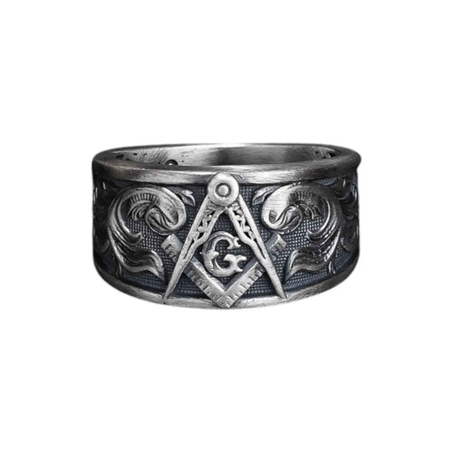 Sterling Silver Masonic Ring: Freemason Symbol Jewelry Gift