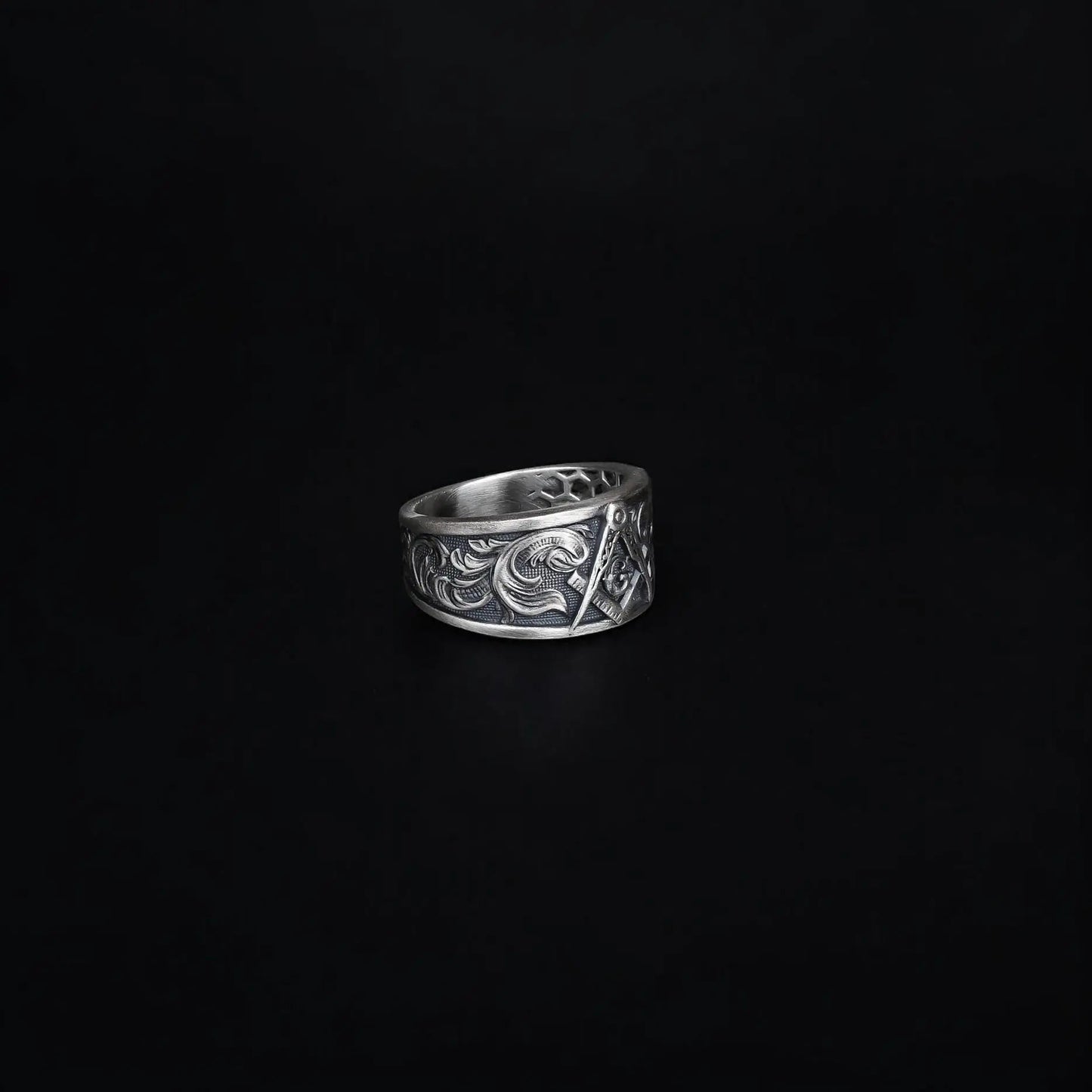 Sterling Silver Masonic Ring: Freemason Symbol Jewelry Gift   Charmora Jewelry