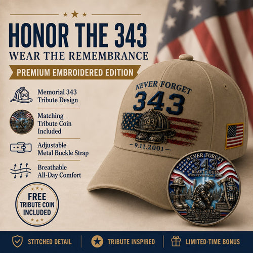 🧢Never Forget 343 Memorial Cap 🎁 Buy the Cap Get the Matching Tribute Coin FREE
