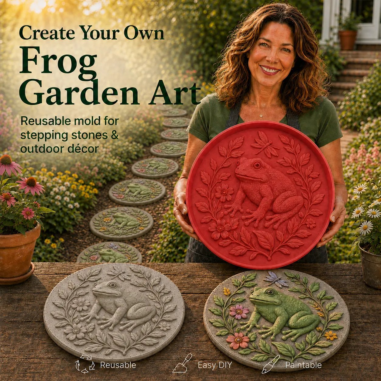 💥 LAST DAY 49% OFF - Garden Art Stepping Stone Mold - BUY 2 FREE SHIPPING