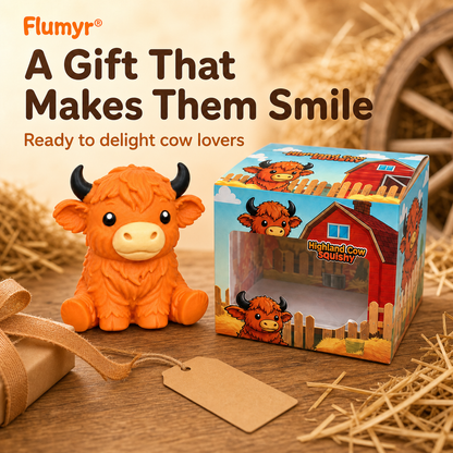 🔥Last Day 49% OFF -  🐮 Flumyr® Highland Cow Squishy – Squeeze. Relax & Smile! 🧡